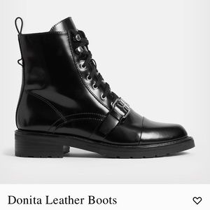 Allsaints Donita Womens Black Leather Combat Boots size US 7